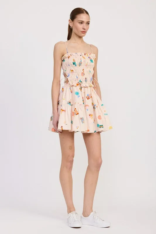 Gathered Poplin Mini Dress