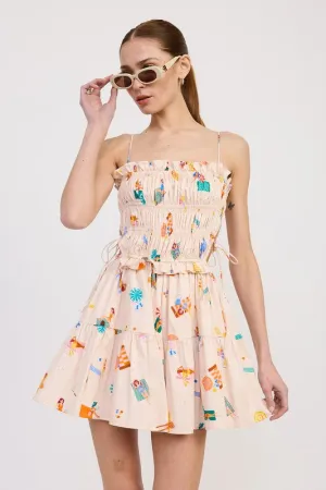 Gathered Poplin Mini Dress