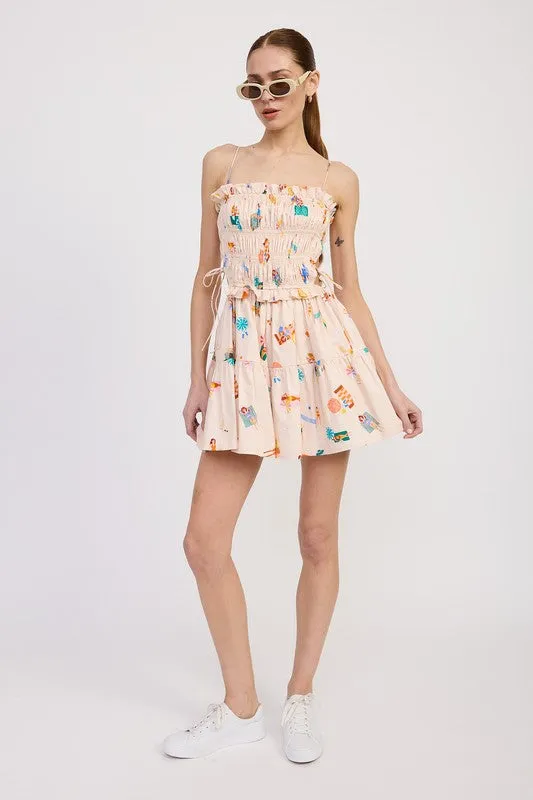 Gathered Poplin Mini Dress