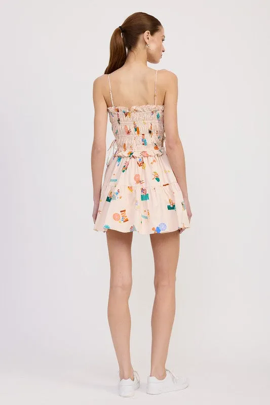 Gathered Poplin Mini Dress