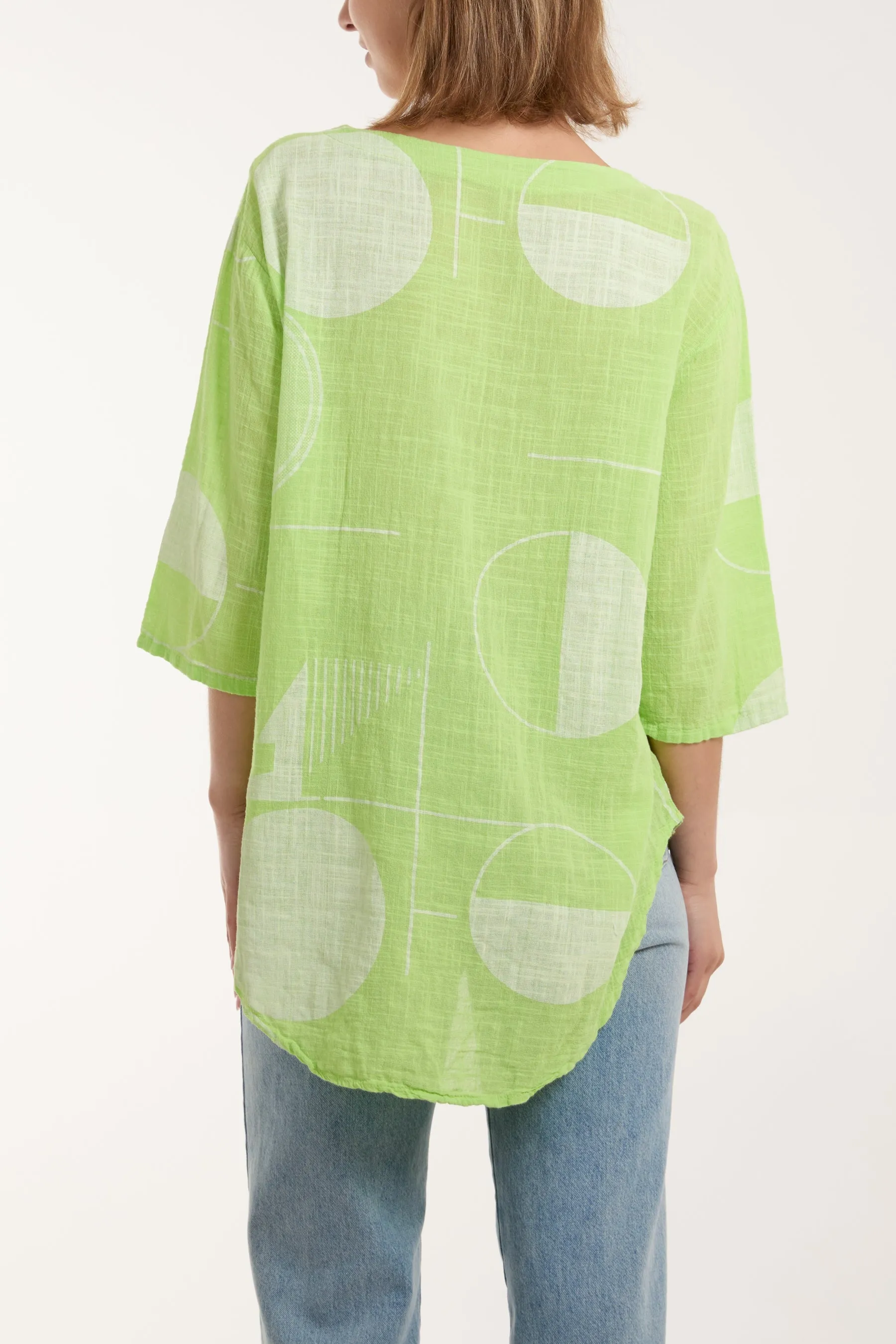 Geometric Shapes Silver Button Top