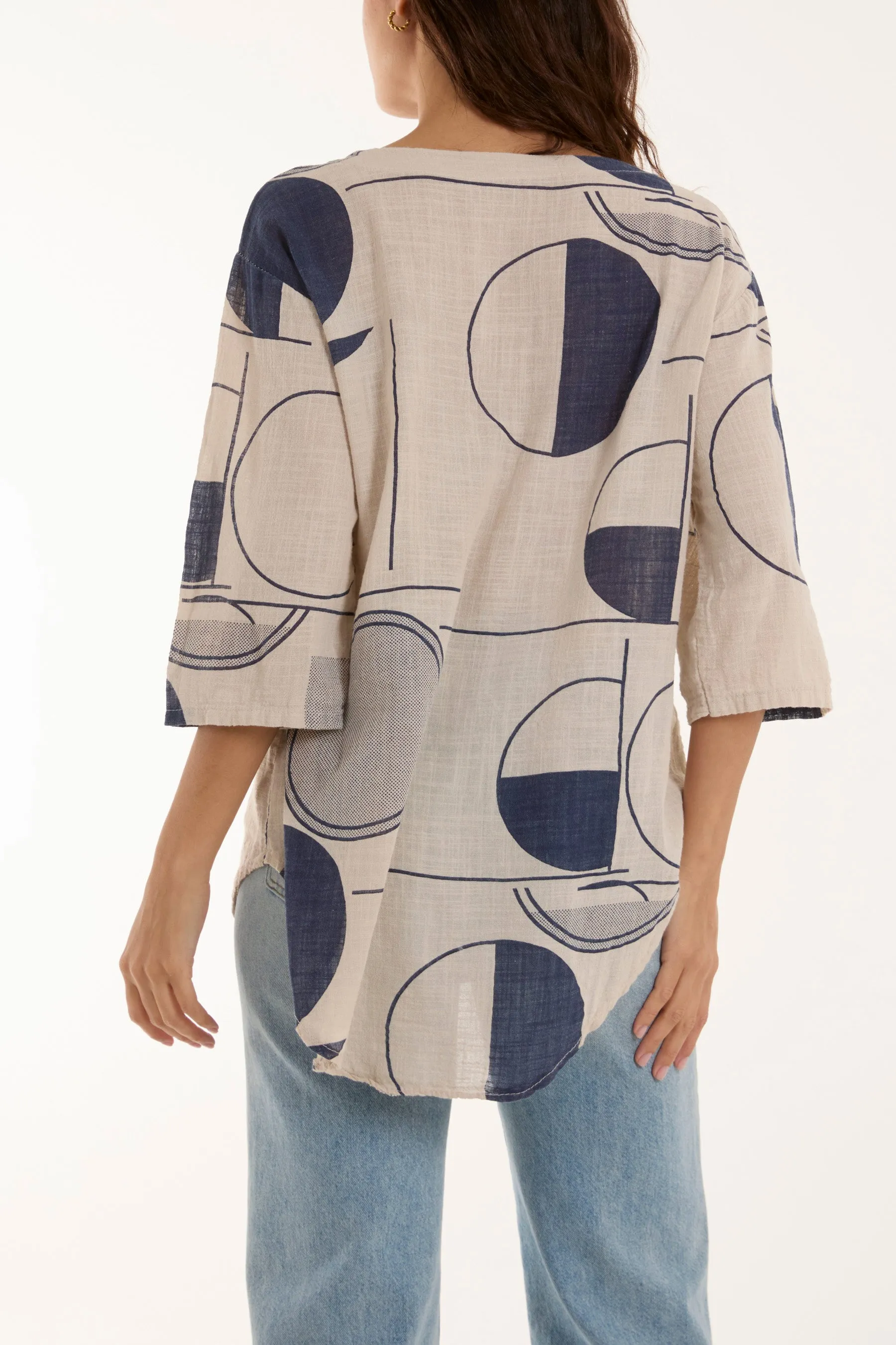 Geometric Shapes Silver Button Top