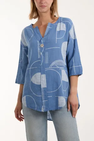 Geometric Shapes Silver Button Top