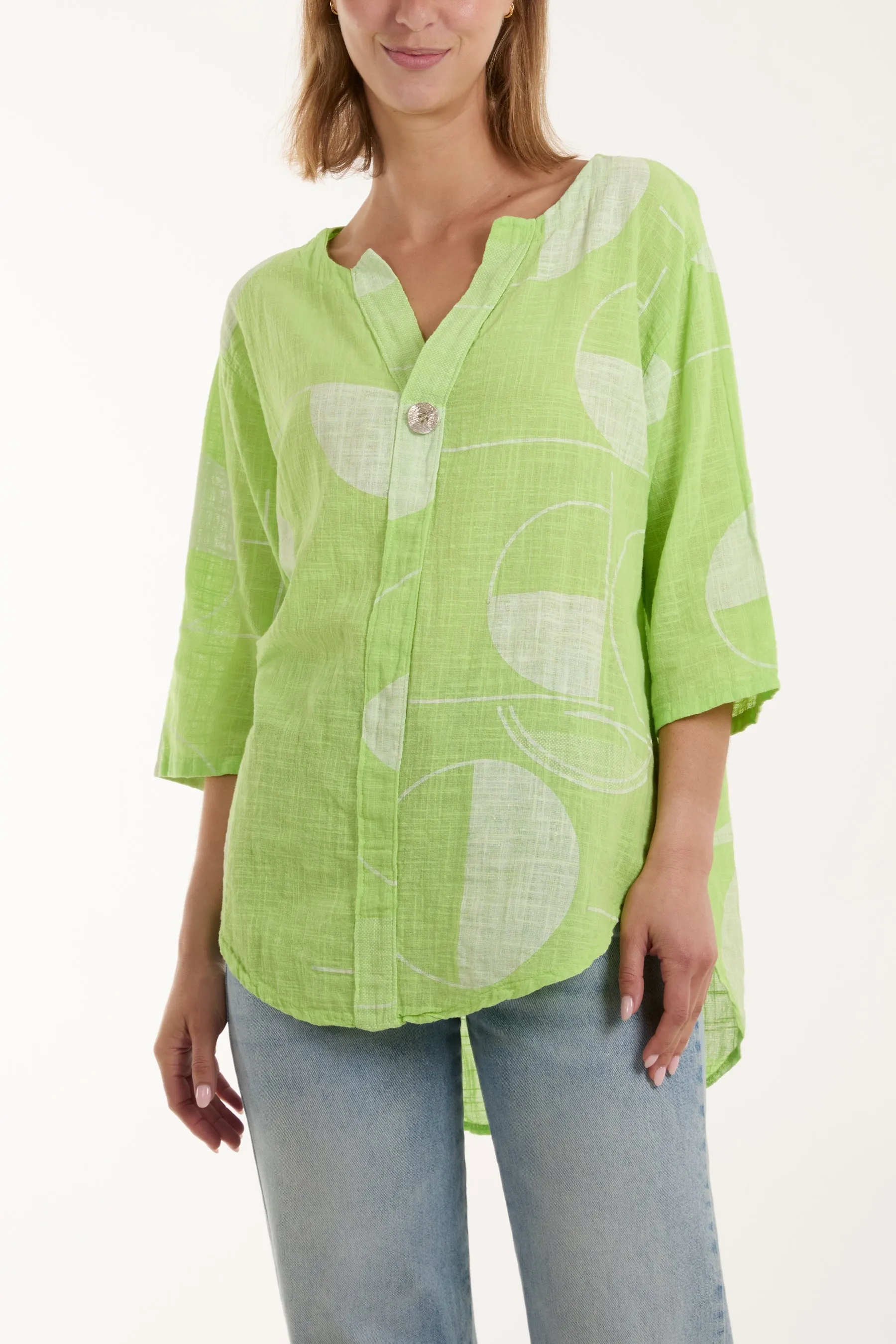 Geometric Shapes Silver Button Top