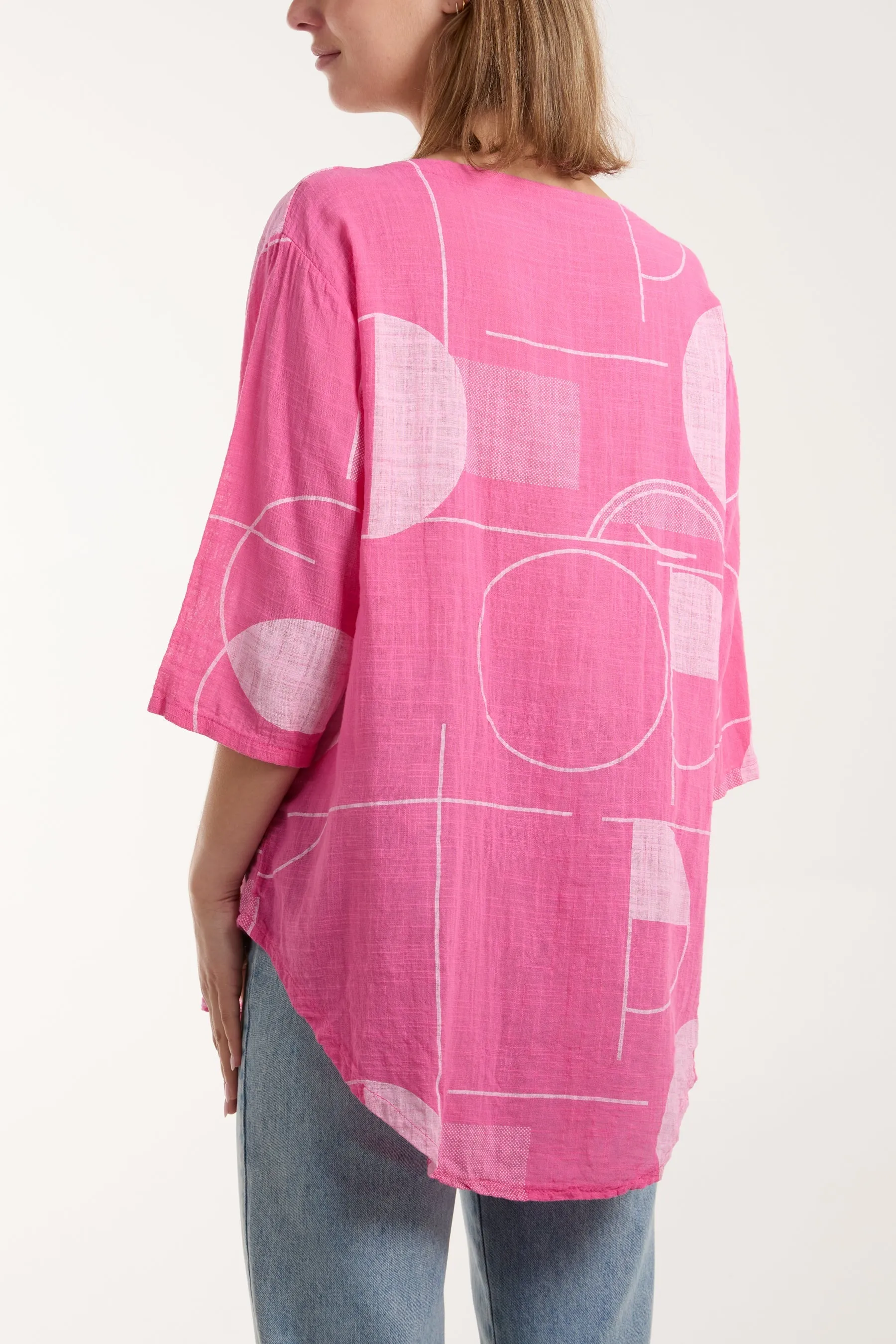 Geometric Shapes Silver Button Top