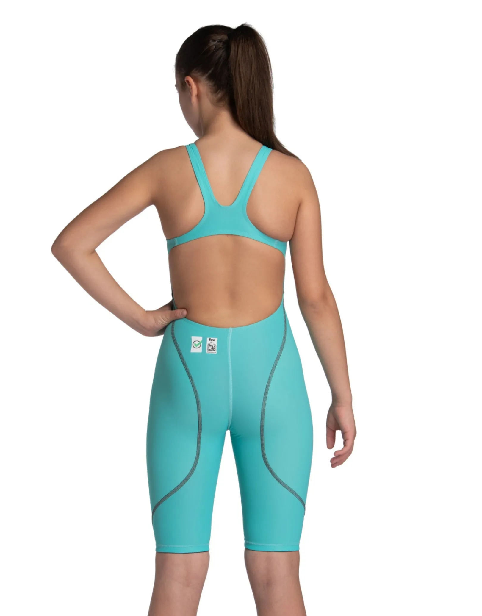 Girls Powerskin ST NEXT Open Back - Aquamarine Blue