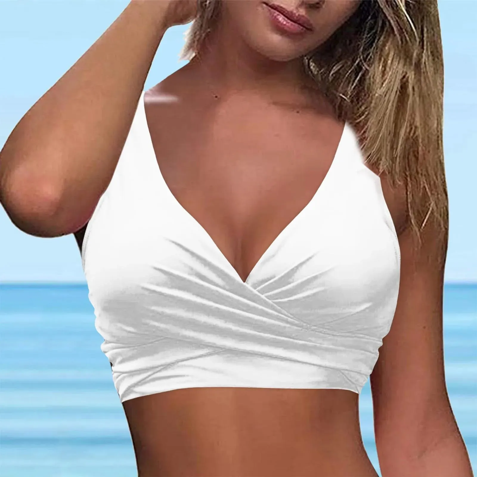 Girls Swimsuits with Padding Women Lace Up Swimwear Tops Underwire Full Coverage Bikini Top Push Up Ladies Swimsuits with Shorts