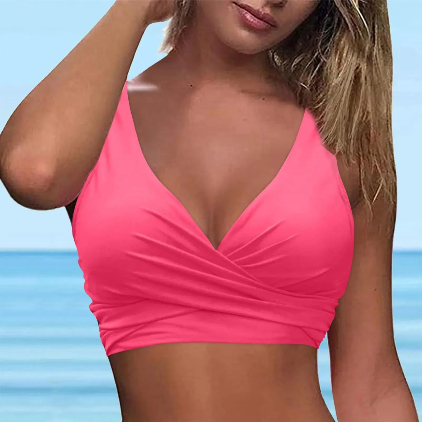 Girls Swimsuits with Padding Women Lace Up Swimwear Tops Underwire Full Coverage Bikini Top Push Up Ladies Swimsuits with Shorts