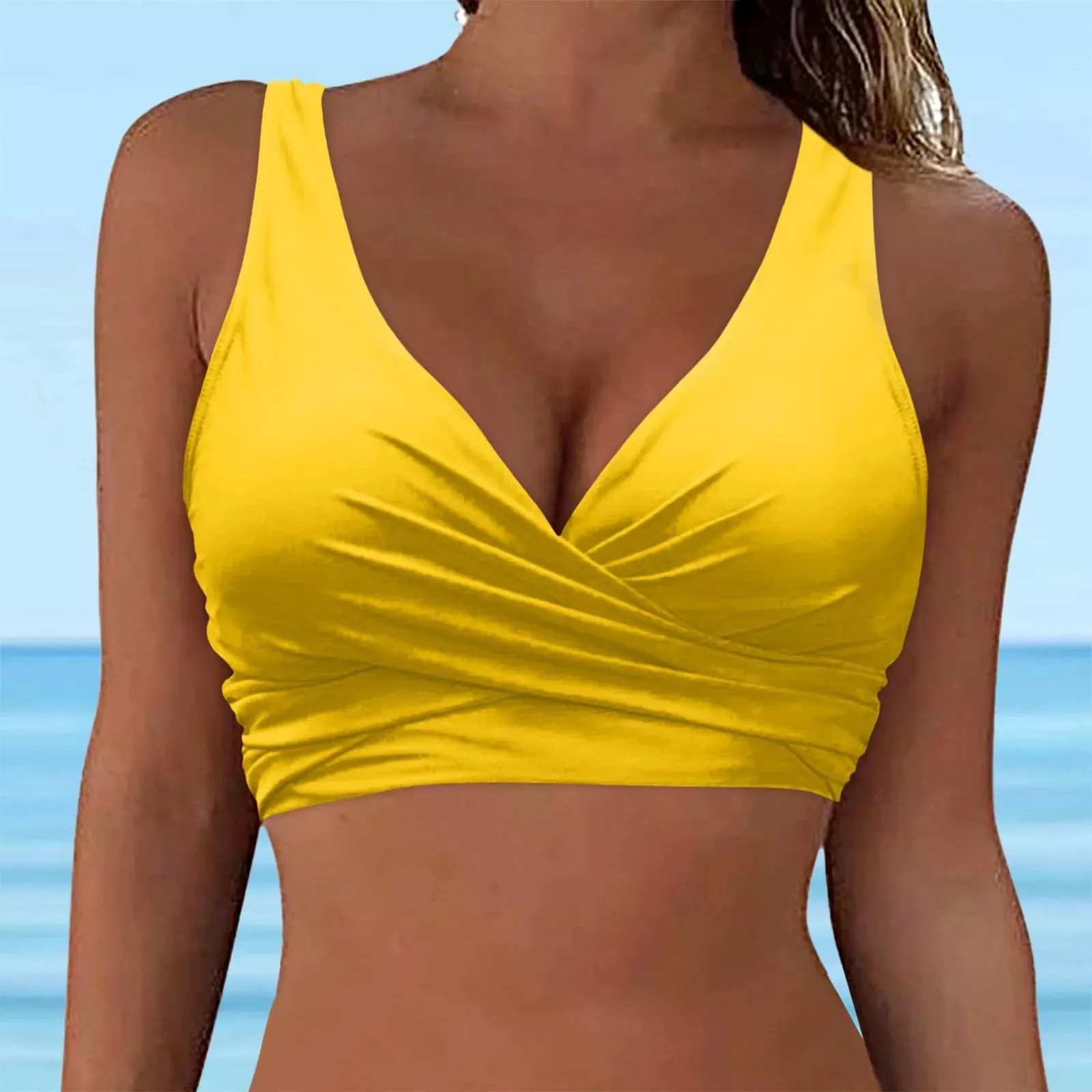 Girls Swimsuits with Padding Women Lace Up Swimwear Tops Underwire Full Coverage Bikini Top Push Up Ladies Swimsuits with Shorts