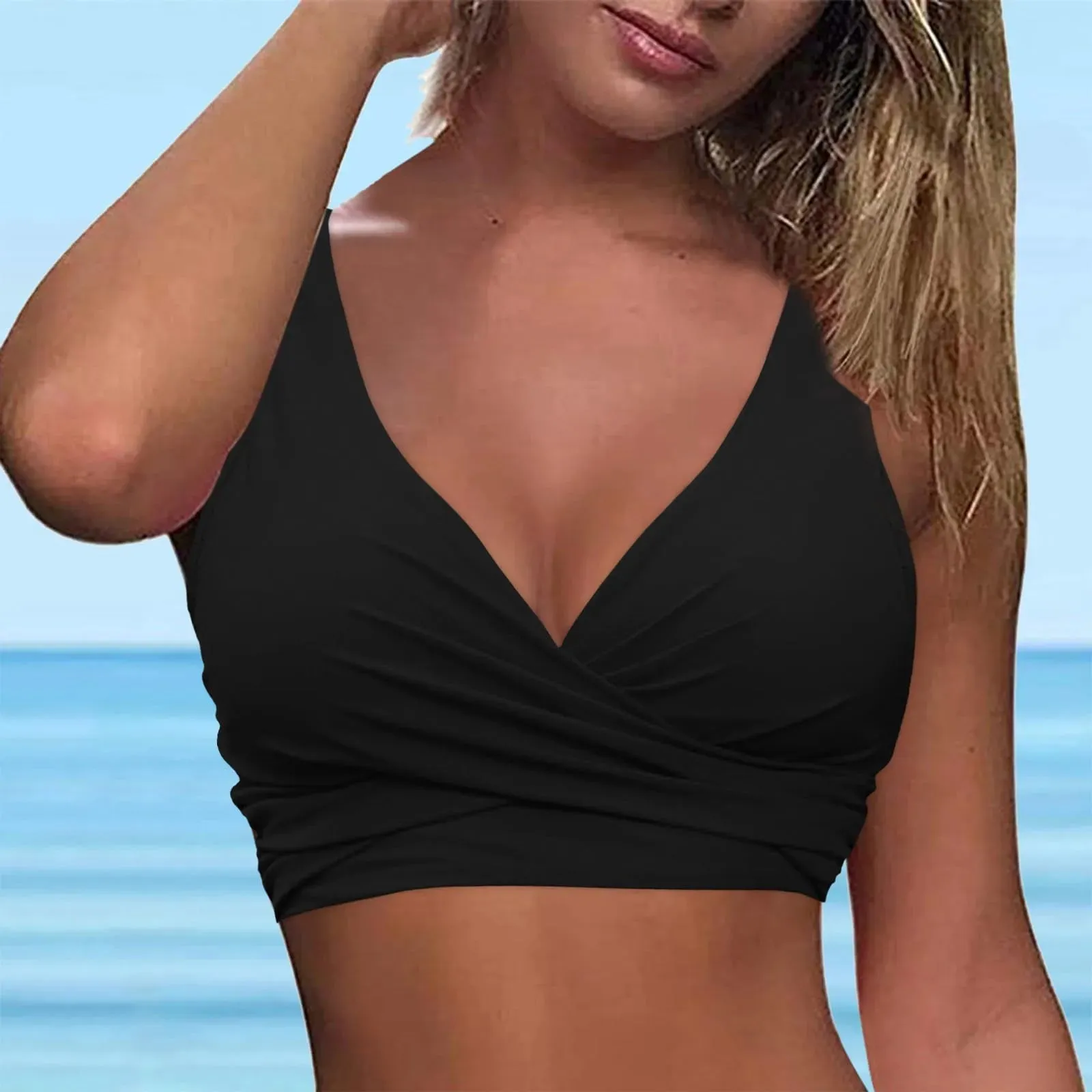 Girls Swimsuits with Padding Women Lace Up Swimwear Tops Underwire Full Coverage Bikini Top Push Up Ladies Swimsuits with Shorts
