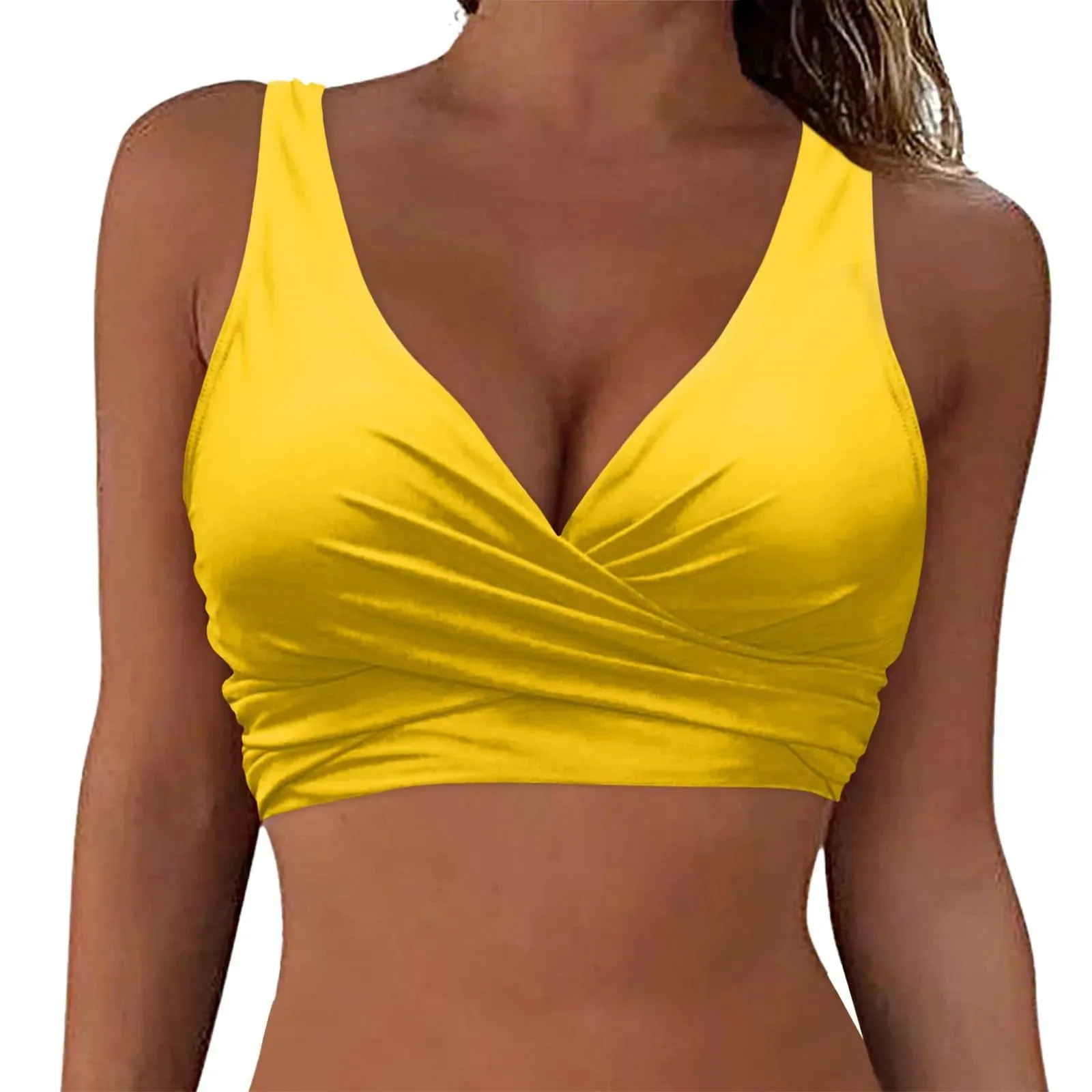Girls Swimsuits with Padding Women Lace Up Swimwear Tops Underwire Full Coverage Bikini Top Push Up Ladies Swimsuits with Shorts