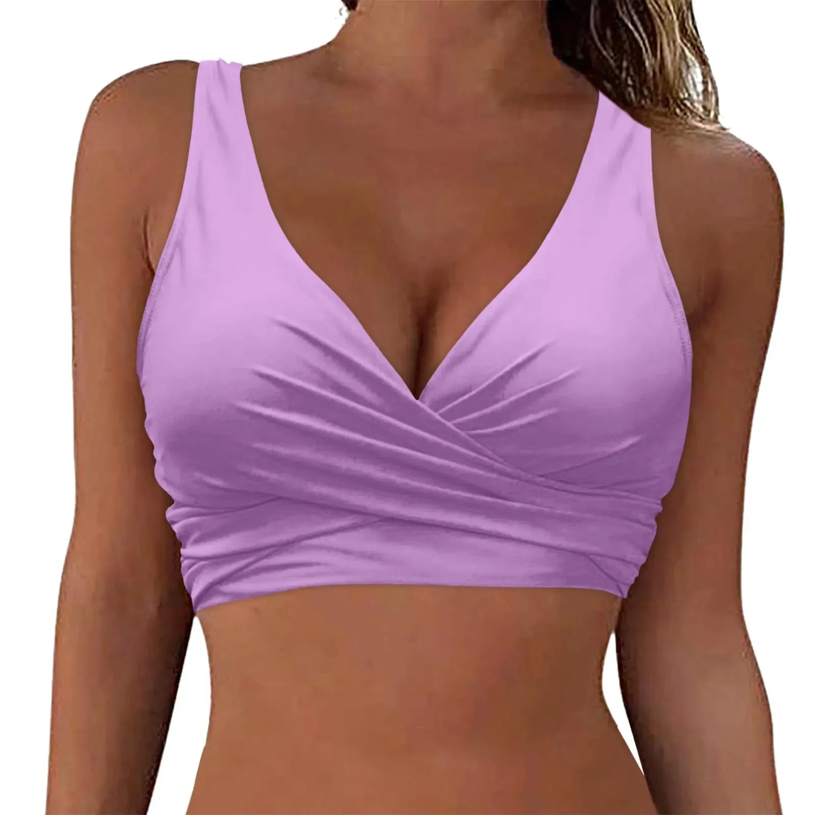 Girls Swimsuits with Padding Women Lace Up Swimwear Tops Underwire Full Coverage Bikini Top Push Up Ladies Swimsuits with Shorts