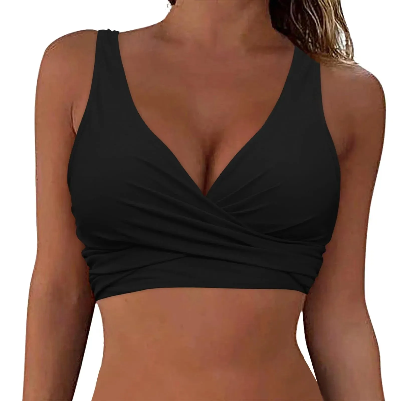 Girls Swimsuits with Padding Women Lace Up Swimwear Tops Underwire Full Coverage Bikini Top Push Up Ladies Swimsuits with Shorts