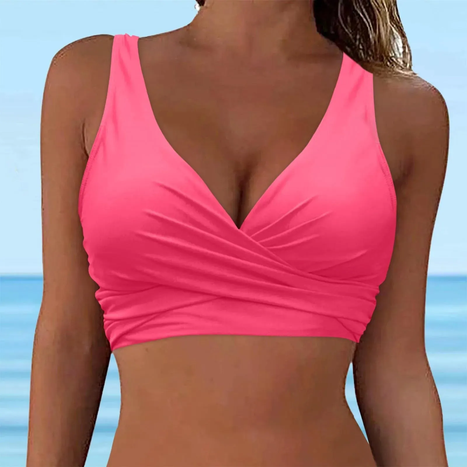 Girls Swimsuits with Padding Women Lace Up Swimwear Tops Underwire Full Coverage Bikini Top Push Up Ladies Swimsuits with Shorts