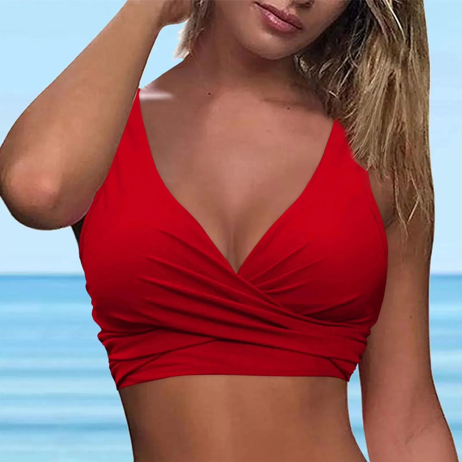 Girls Swimsuits with Padding Women Lace Up Swimwear Tops Underwire Full Coverage Bikini Top Push Up Ladies Swimsuits with Shorts