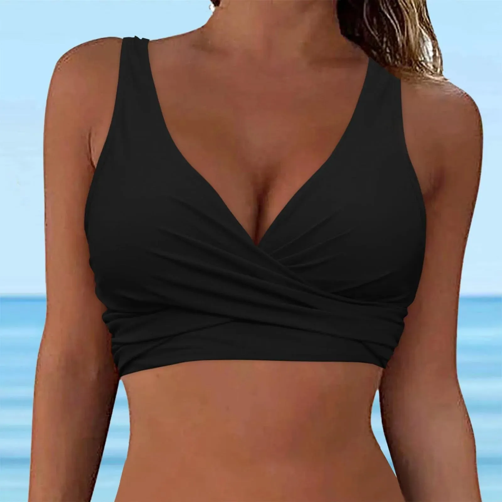 Girls Swimsuits with Padding Women Lace Up Swimwear Tops Underwire Full Coverage Bikini Top Push Up Ladies Swimsuits with Shorts