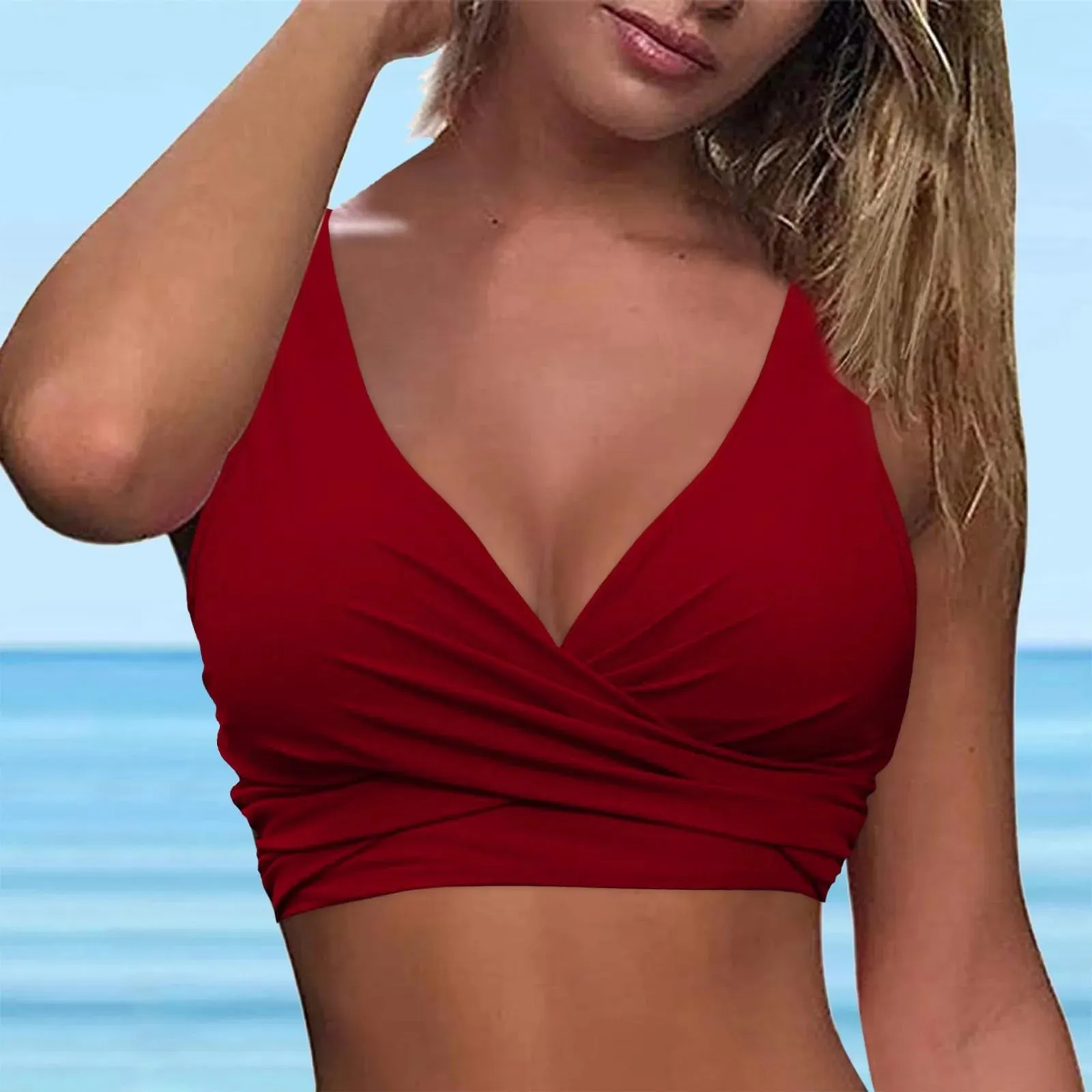 Girls Swimsuits with Padding Women Lace Up Swimwear Tops Underwire Full Coverage Bikini Top Push Up Ladies Swimsuits with Shorts