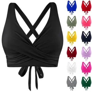 Girls Swimsuits with Padding Women Lace Up Swimwear Tops Underwire Full Coverage Bikini Top Push Up Ladies Swimsuits with Shorts