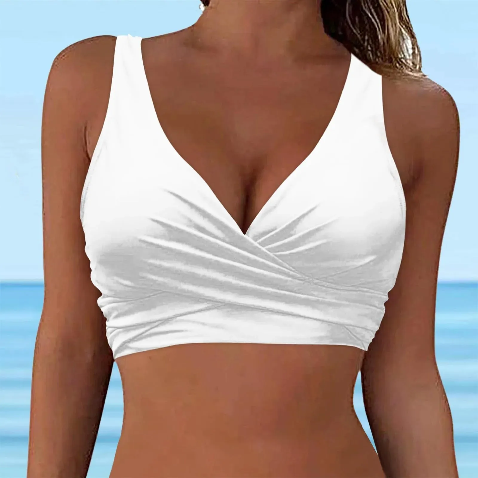 Girls Swimsuits with Padding Women Lace Up Swimwear Tops Underwire Full Coverage Bikini Top Push Up Ladies Swimsuits with Shorts