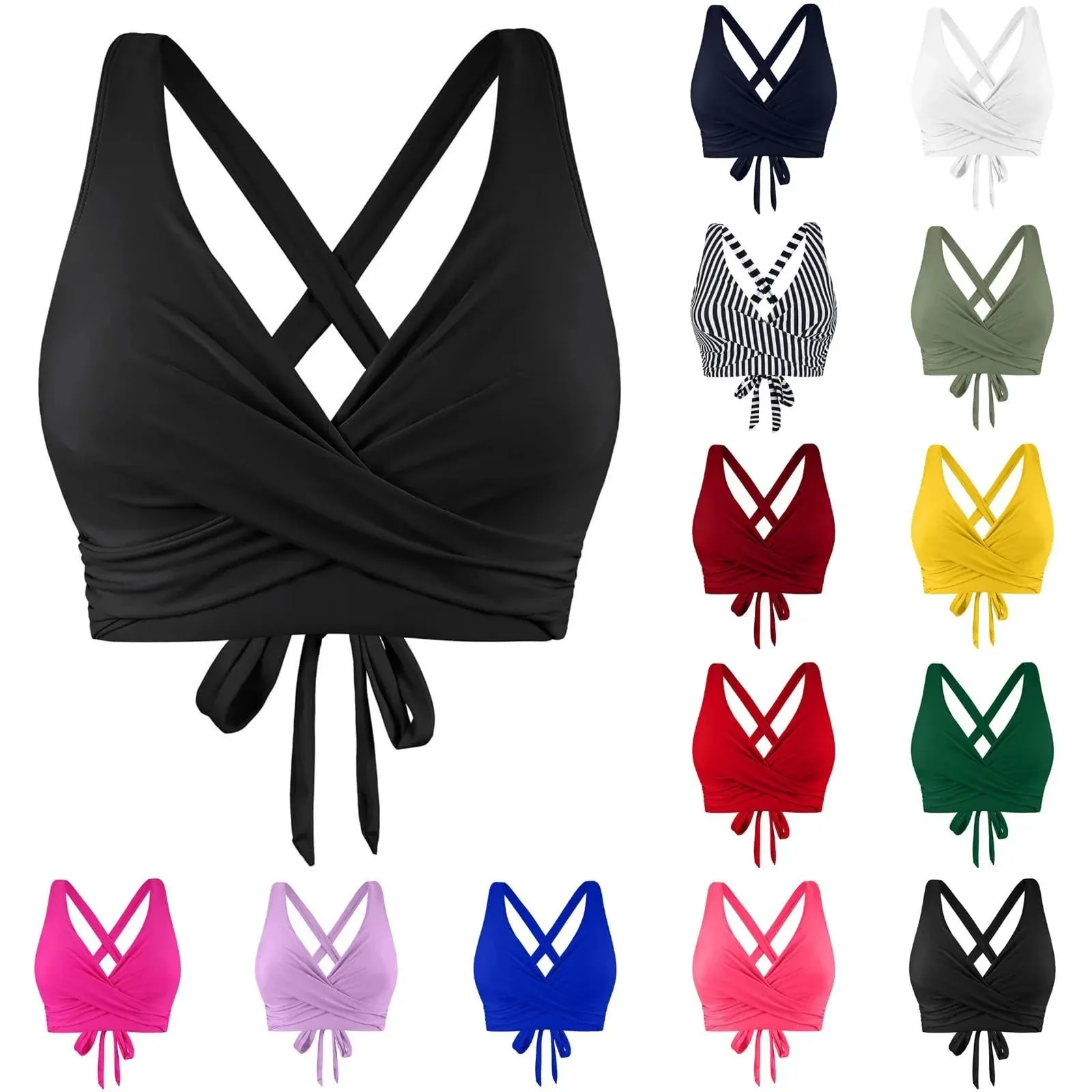 Girls Swimsuits with Padding Women Lace Up Swimwear Tops Underwire Full Coverage Bikini Top Push Up Ladies Swimsuits with Shorts