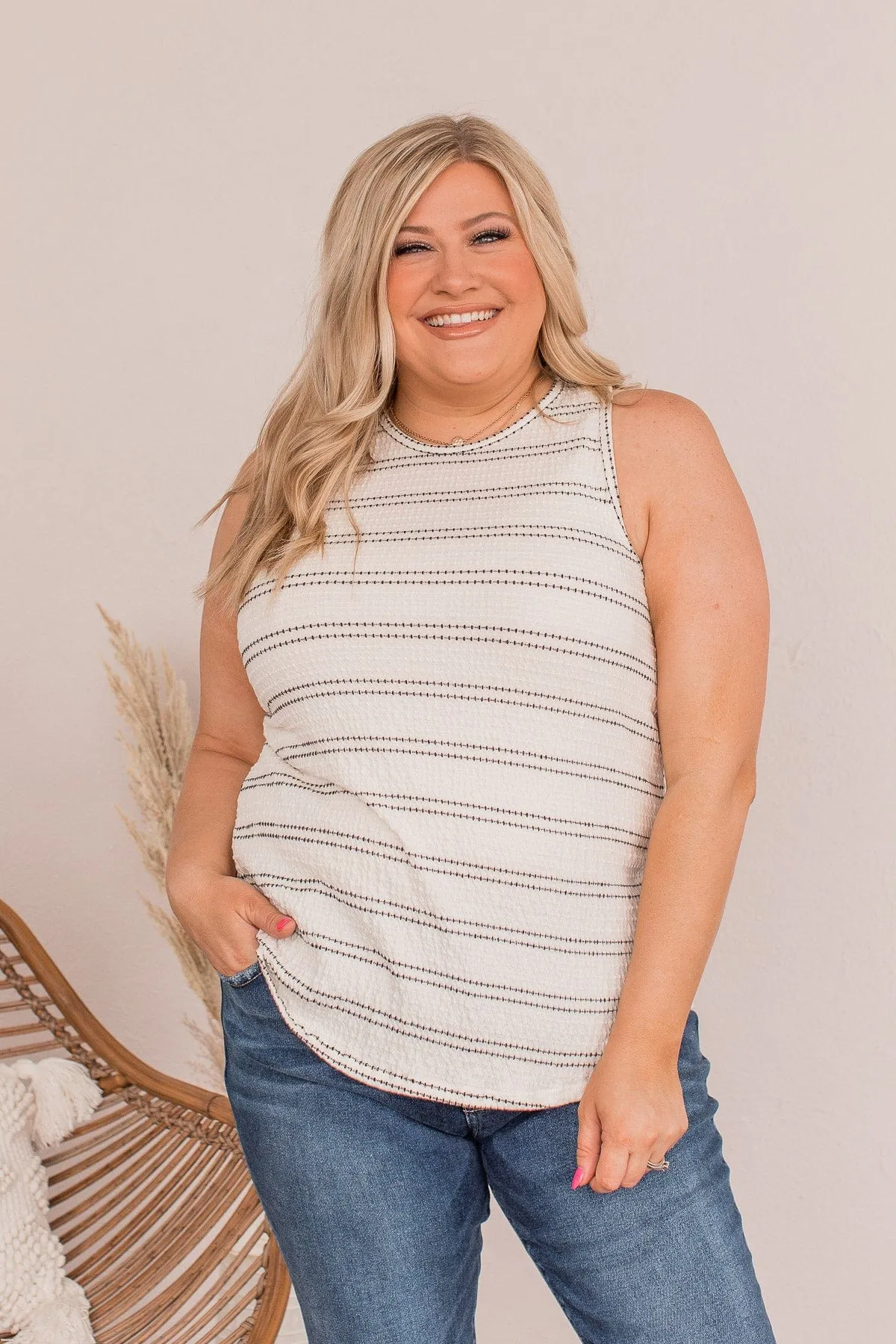 Giving All Of Me Striped Tank- Off White