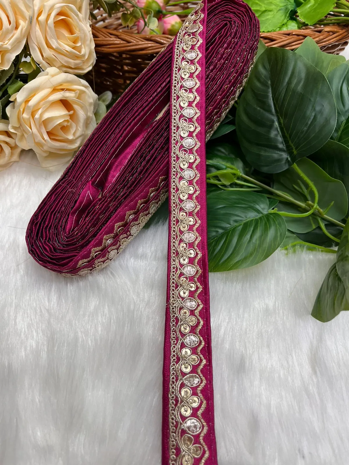 Gold Zari Work Embroidery Lace Borders - Perfect for Sarees, Dupattas, Lehengas, and Craft Projects | Majanta