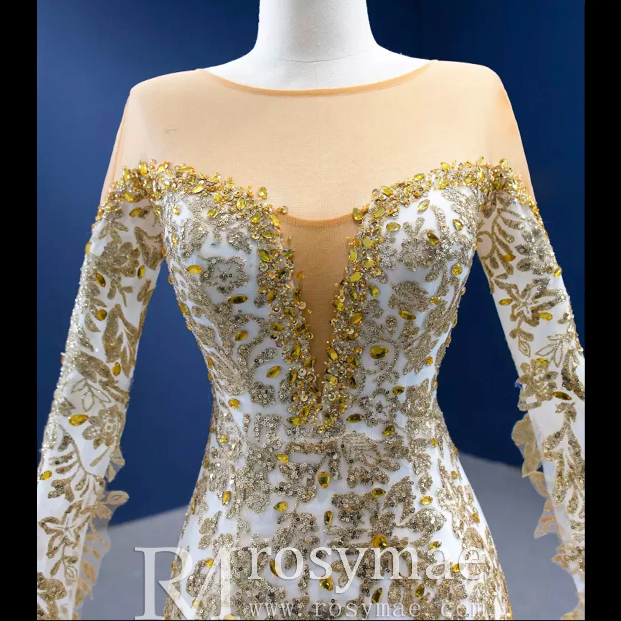 Gorgeous High-end Trumpet Wedding Dress with Long Cape Sleeve