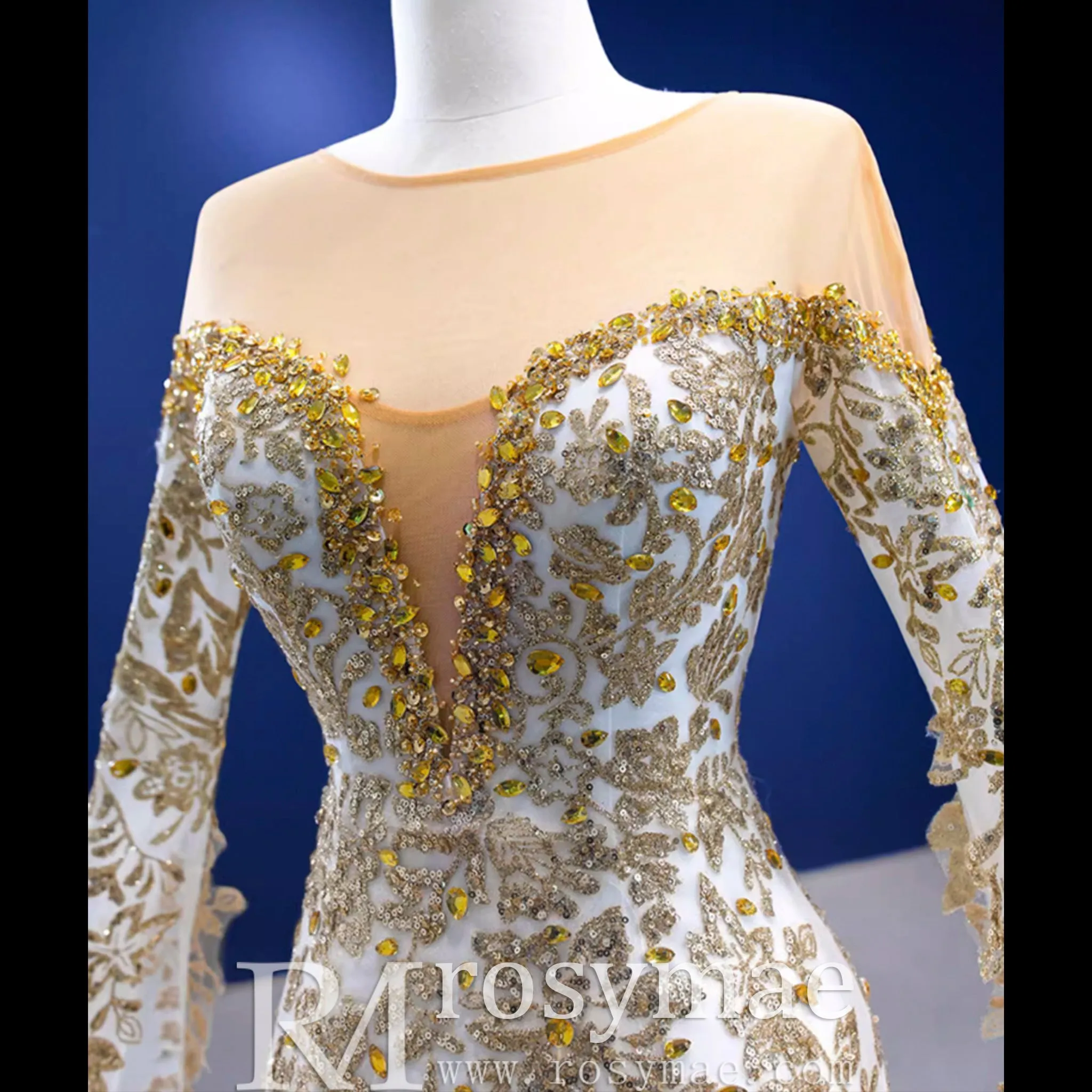 Gorgeous High-end Trumpet Wedding Dress with Long Cape Sleeve