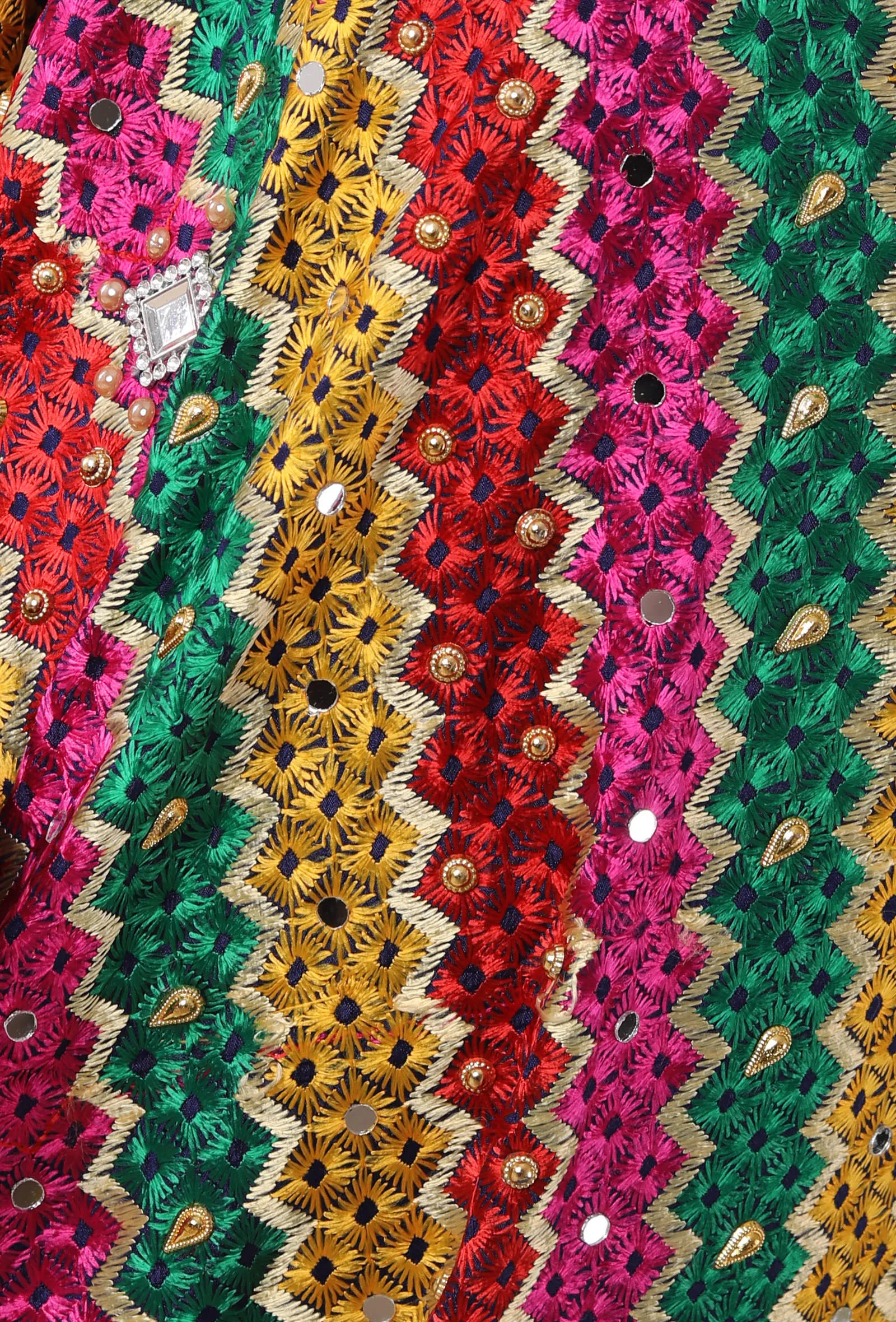 Green allover embriodred phoolkari dupatta