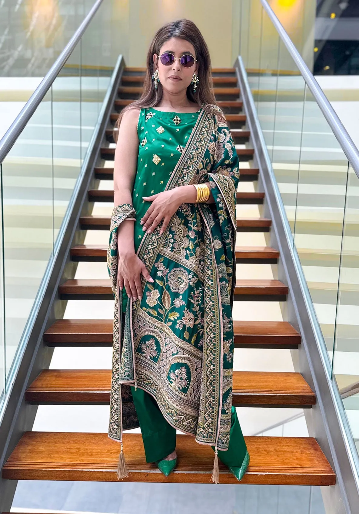 Green Kashmiri Embroidered Dupatta
