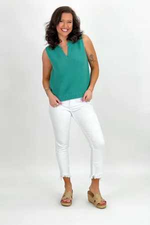 Green Texture Knit Tank Top