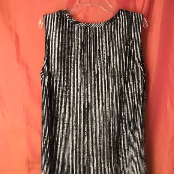 H by Halston Women’s Sleeveless Midi Dress Size LP Black White High Low Hem