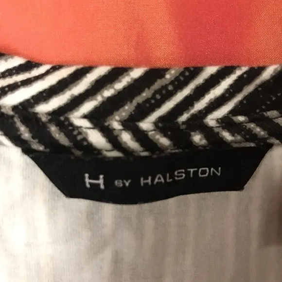H by Halston Women’s Sleeveless Midi Dress Size LP Black White High Low Hem