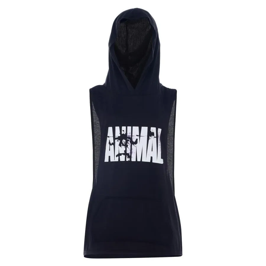 Hamlin Clover Baju Hoodie Tank Top Pria Fitness  Black