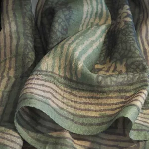 Hand woven fair trade tussar silk block printed scarf