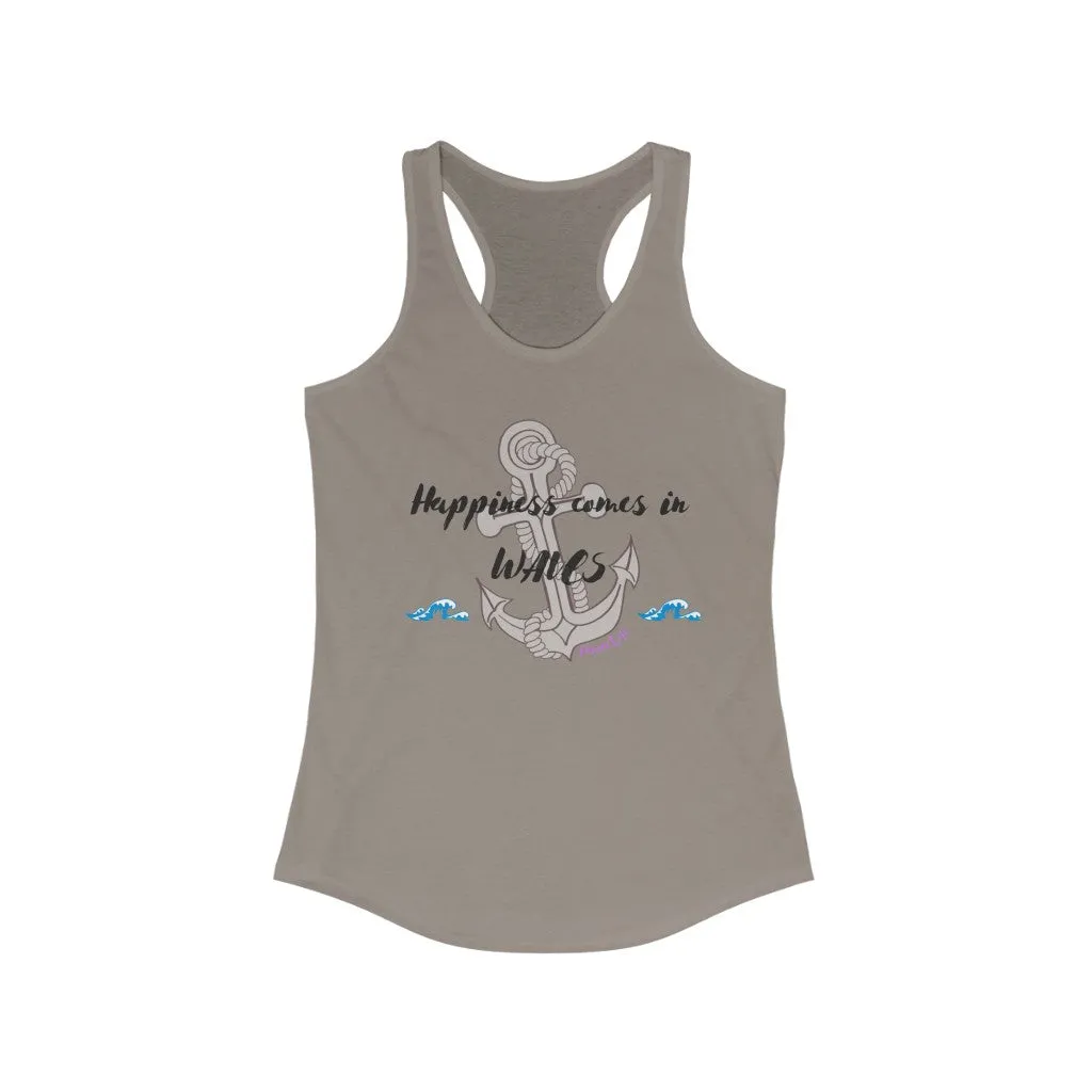 Happiness comes in Waves Slim Fit Tank