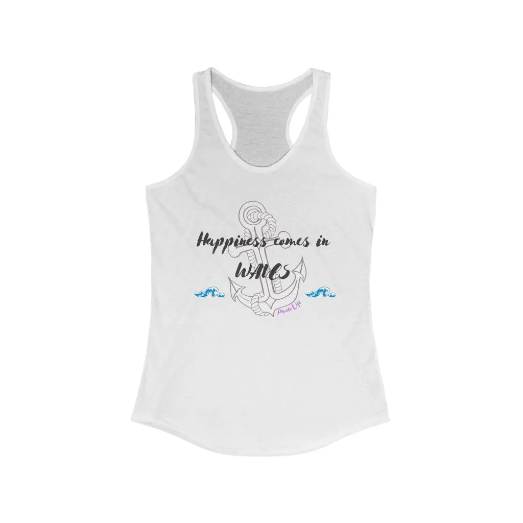 Happiness comes in Waves Slim Fit Tank