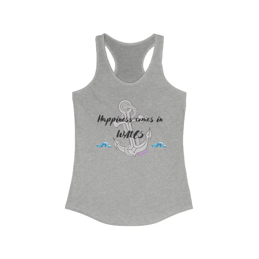 Happiness comes in Waves Slim Fit Tank