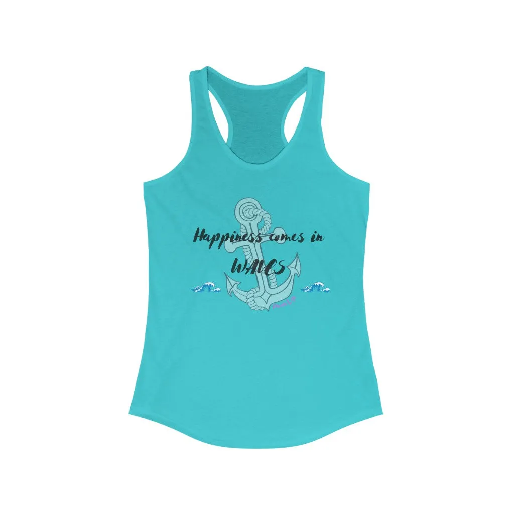Happiness comes in Waves Slim Fit Tank