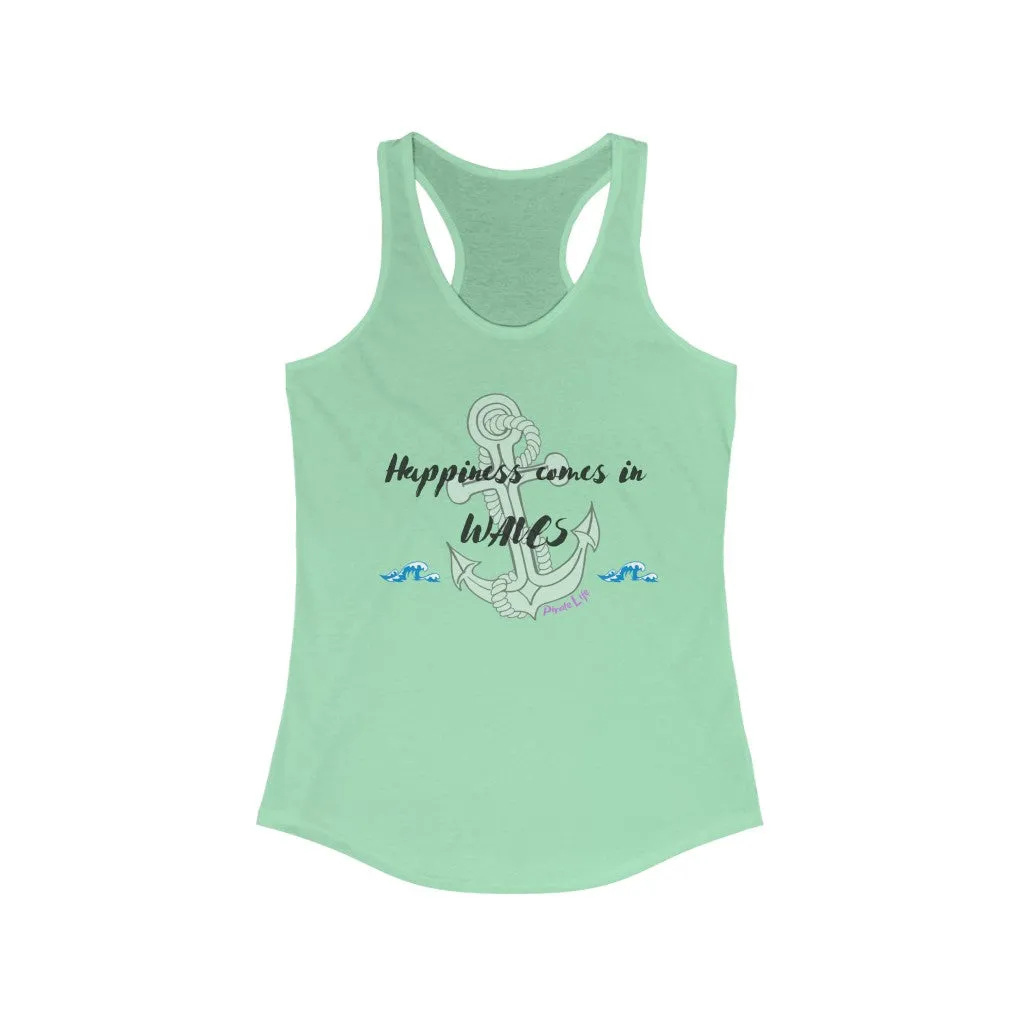 Happiness comes in Waves Slim Fit Tank