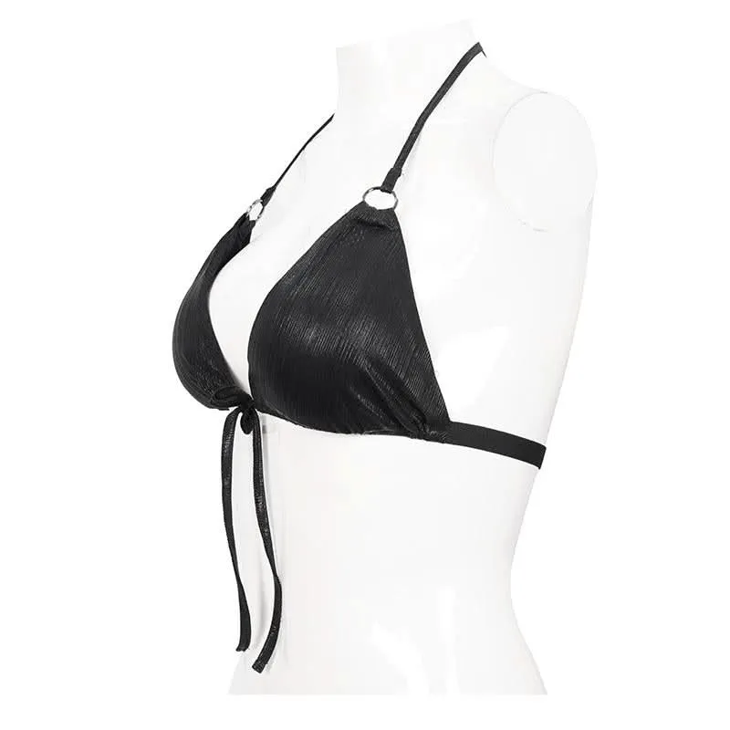 Haut de bikini rayé gothique 'In Bloom'