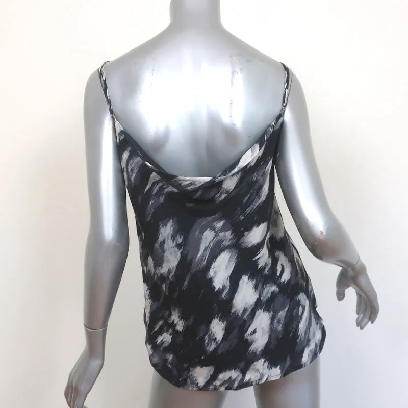 Haute Hippie Cowl Back Camisole Black Printed Silk Size Small V-Neck Tank Top