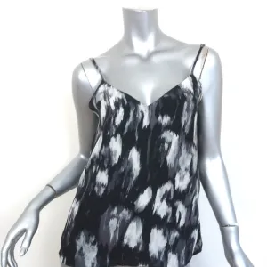 Haute Hippie Cowl Back Camisole Black Printed Silk Size Small V-Neck Tank Top