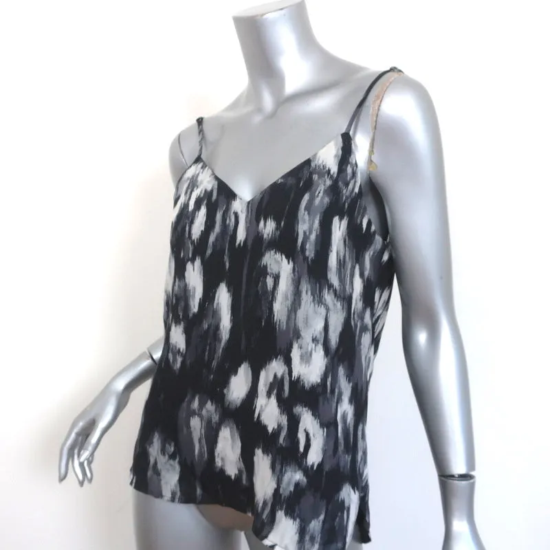 Haute Hippie Cowl Back Camisole Black Printed Silk Size Small V-Neck Tank Top