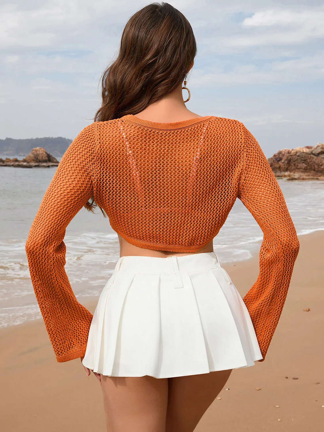 Hazel Blues® |  Openwork Long Sleeve Cover-Up