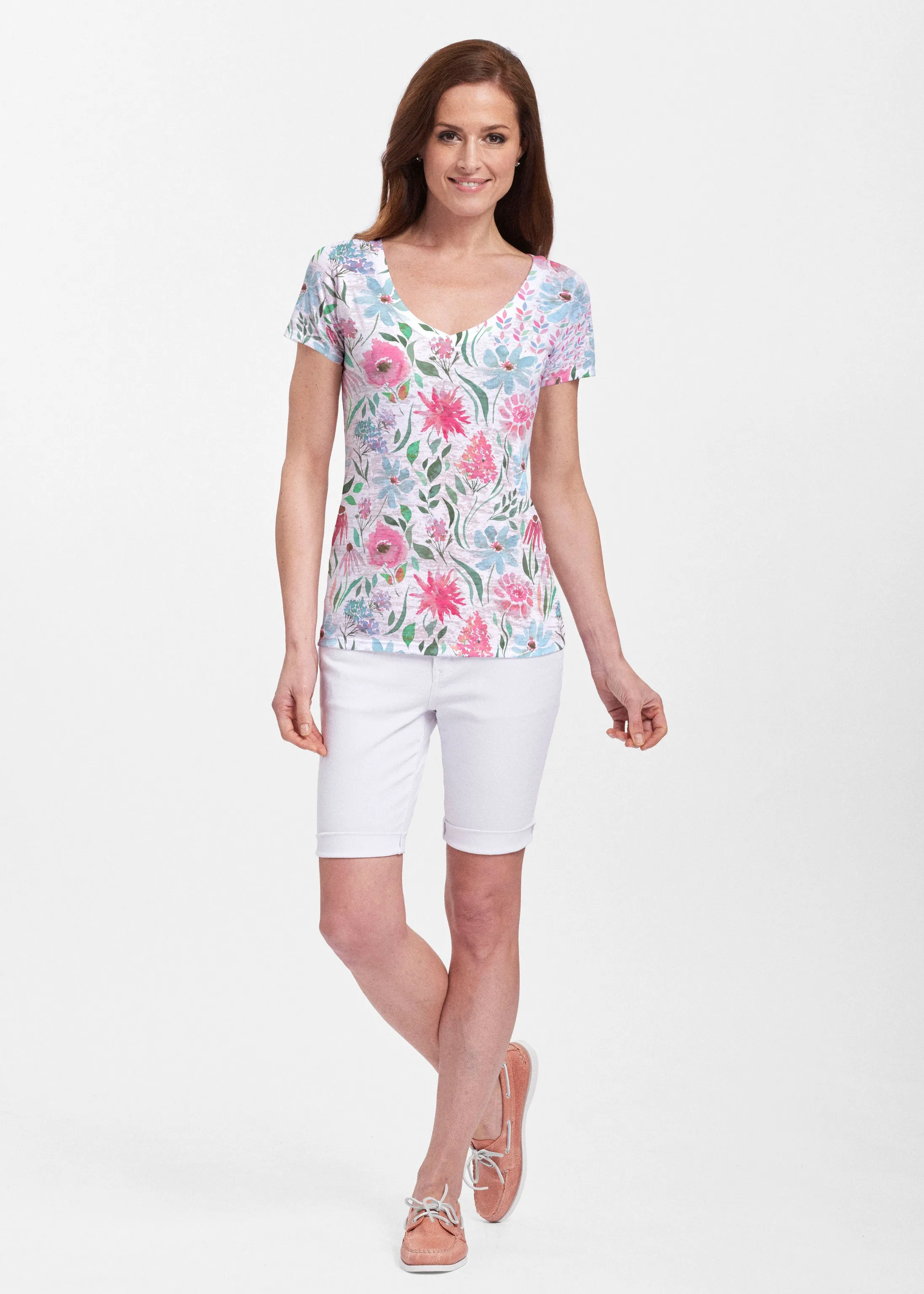 Hello Dolly (8038) ~ Sheer Short Sleeve V-Neck Shirt