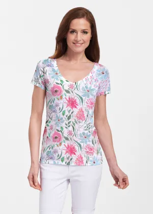 Hello Dolly (8038) ~ Sheer Short Sleeve V-Neck Shirt