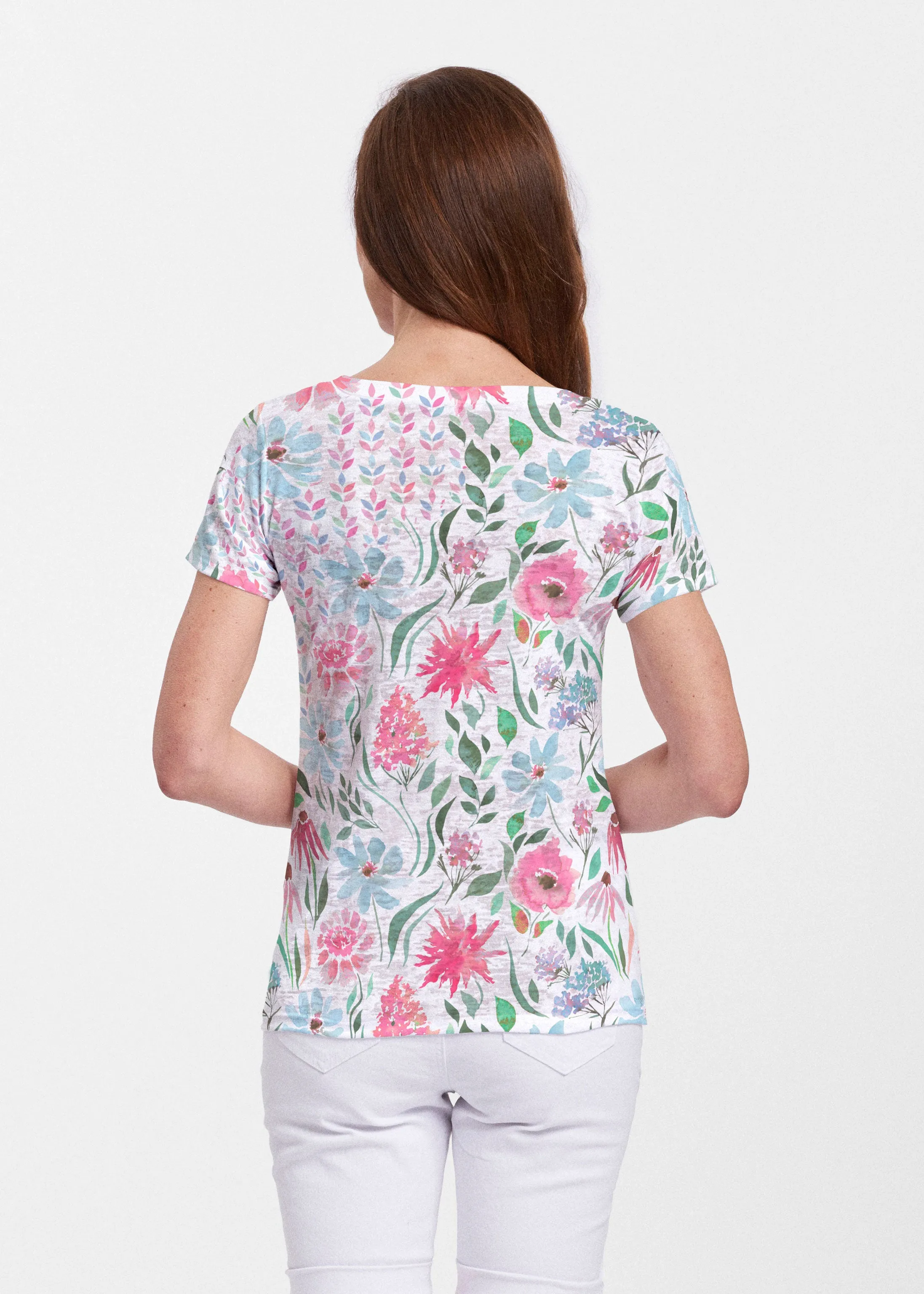 Hello Dolly (8038) ~ Sheer Short Sleeve V-Neck Shirt