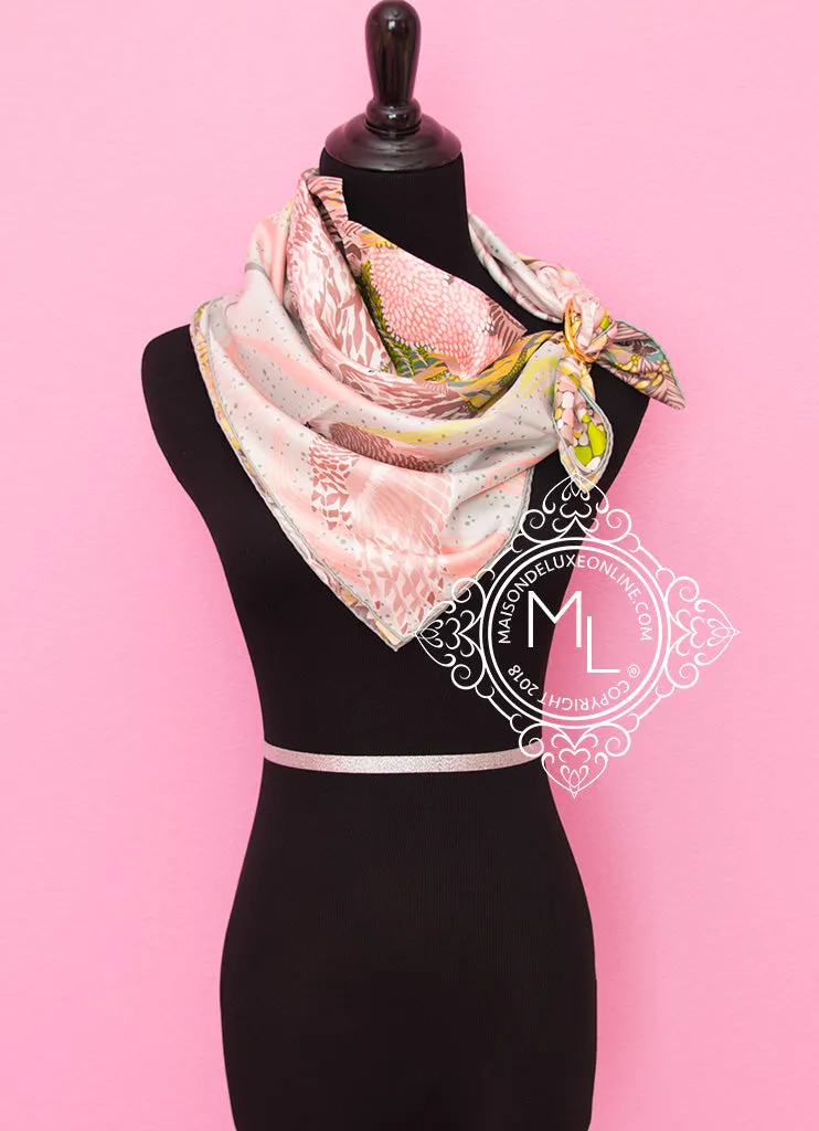Hermes Pink Twill Silk 90 cm Into the Canadian Wild Scarf