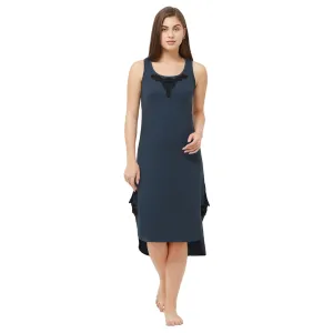 High-low sleeveless nighty